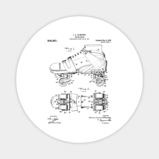 Roller Skates Patent - Derby Fan Skater Art - White Magnet